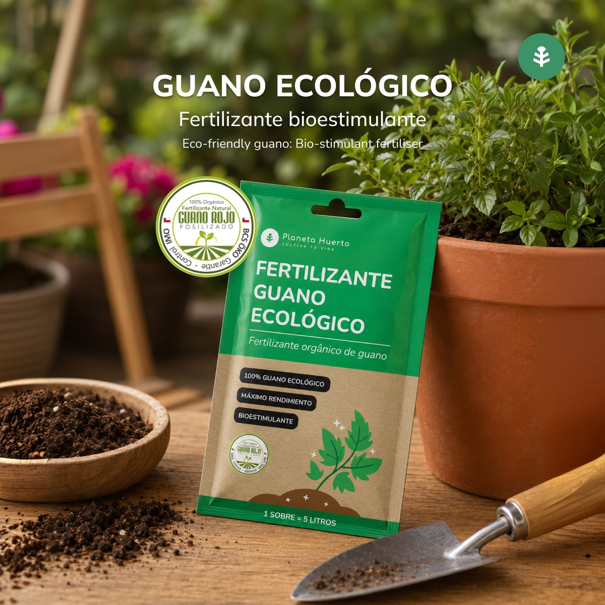 Eco-meststof Guano Planeta Huerto Zak voor 5 l
