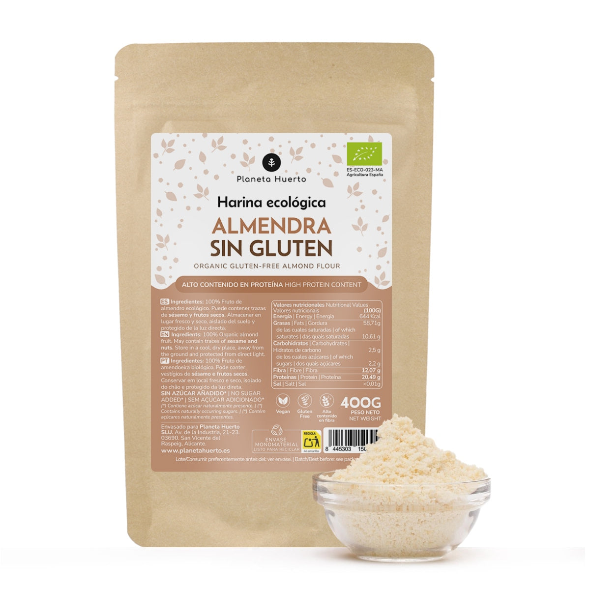 Glutenvrij Amandelmeel ECO Planeta Huerto 400gr