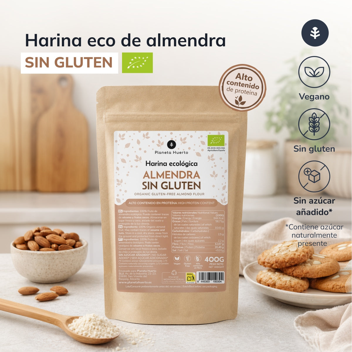 Glutenvrij Amandelmeel ECO Planeta Huerto 400gr