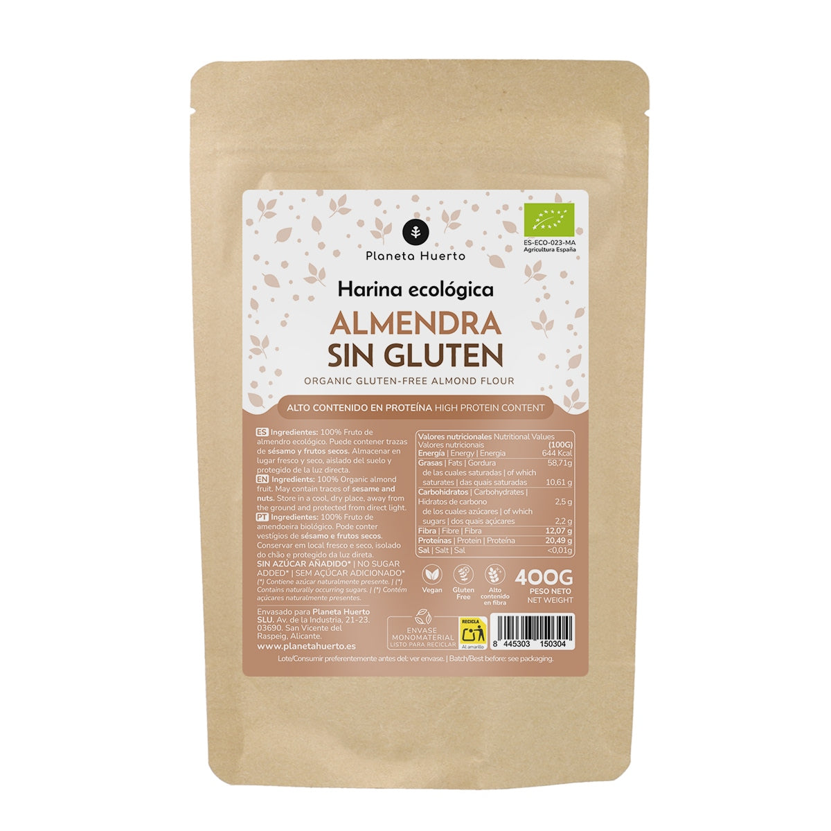 Glutenvrij Amandelmeel ECO Planeta Huerto 400gr