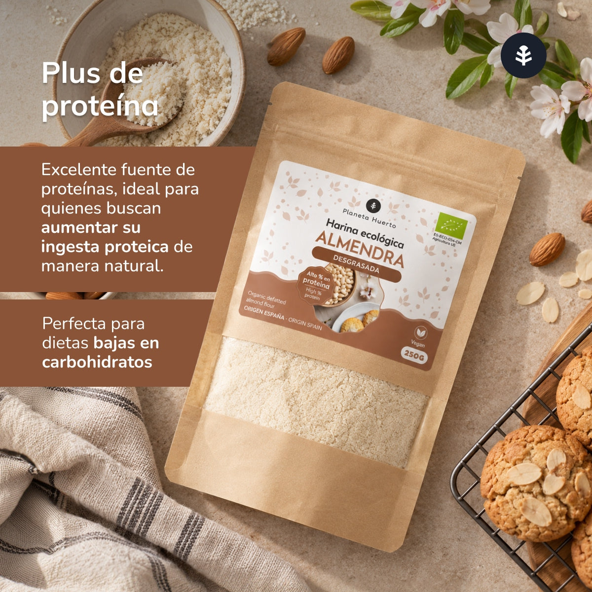 Ontvet amandelmeel (Amandel Proteïne) ECO Planeta Huerto 250 g