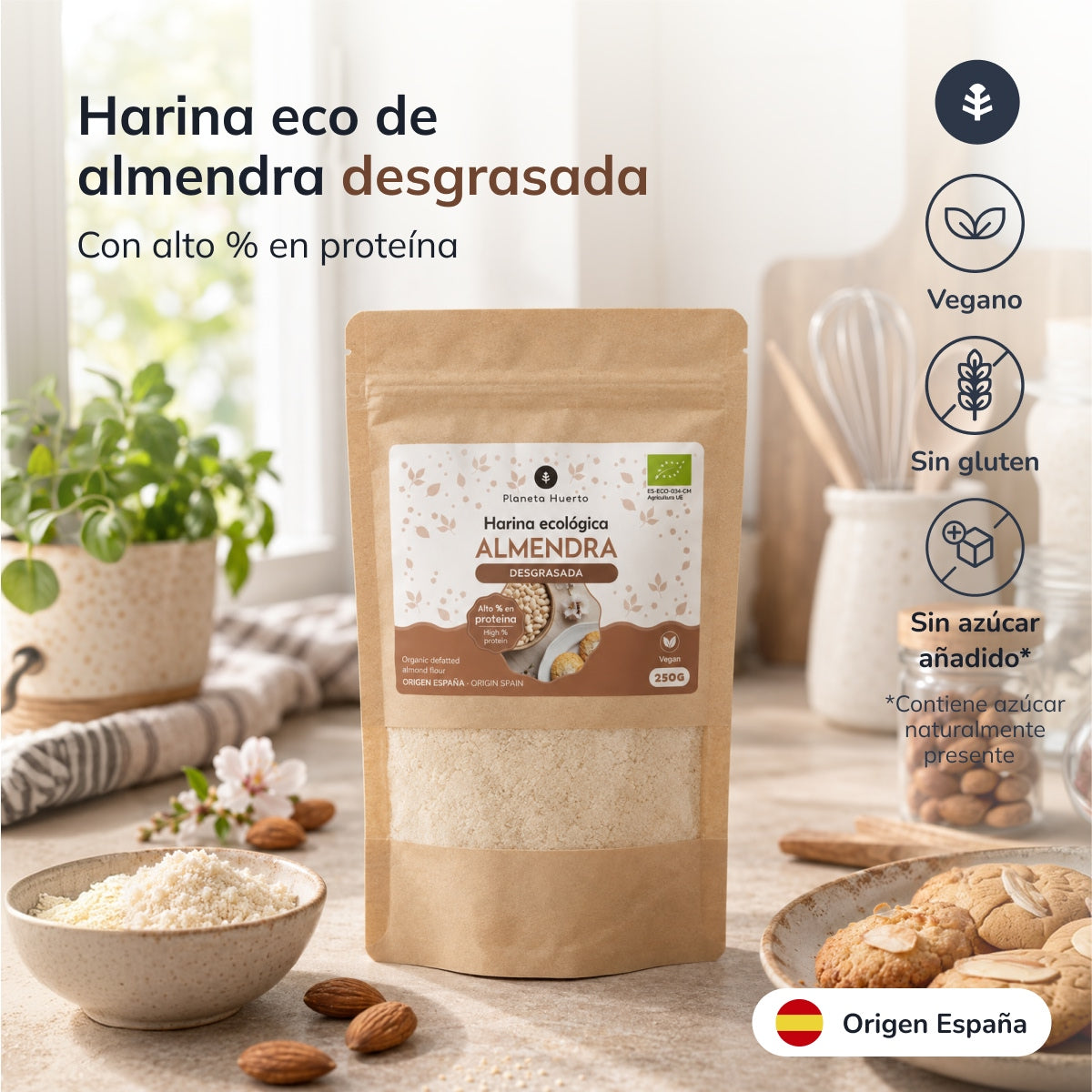 Ontvet amandelmeel (Amandel Proteïne) ECO Planeta Huerto 250 g