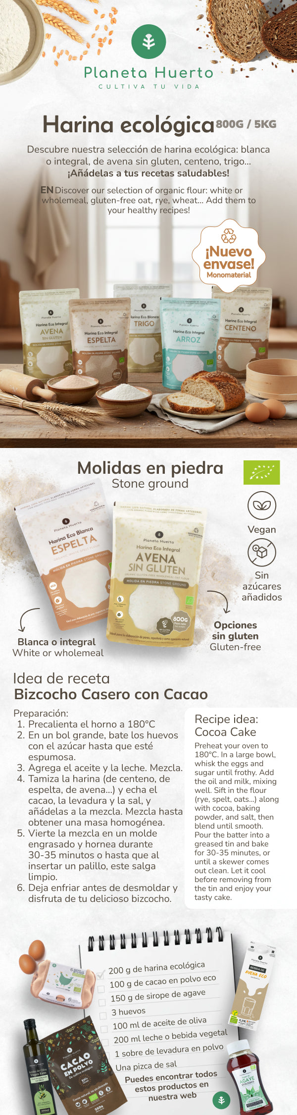 Johannesbroodmeel Eco Planeta Huerto 800 g