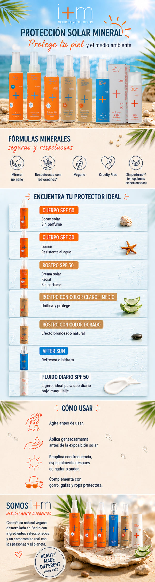 Zonnebrandcrème I+M Gezichtscrème SPF50. 50 ml.