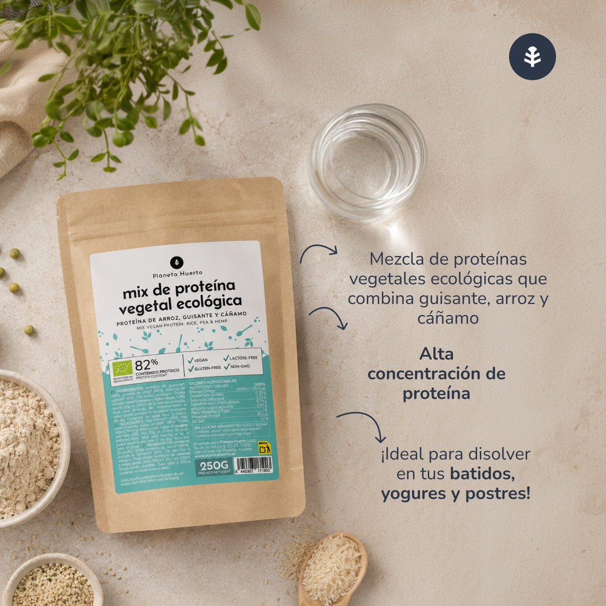 Veganistische proteïnemix voor sporters Planeta Huerto 250 g