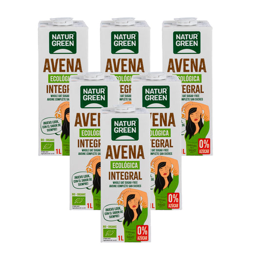 Pakket 6 stuks Biologische NaturGreen volkoren haverdrank 0% suikers 1 l