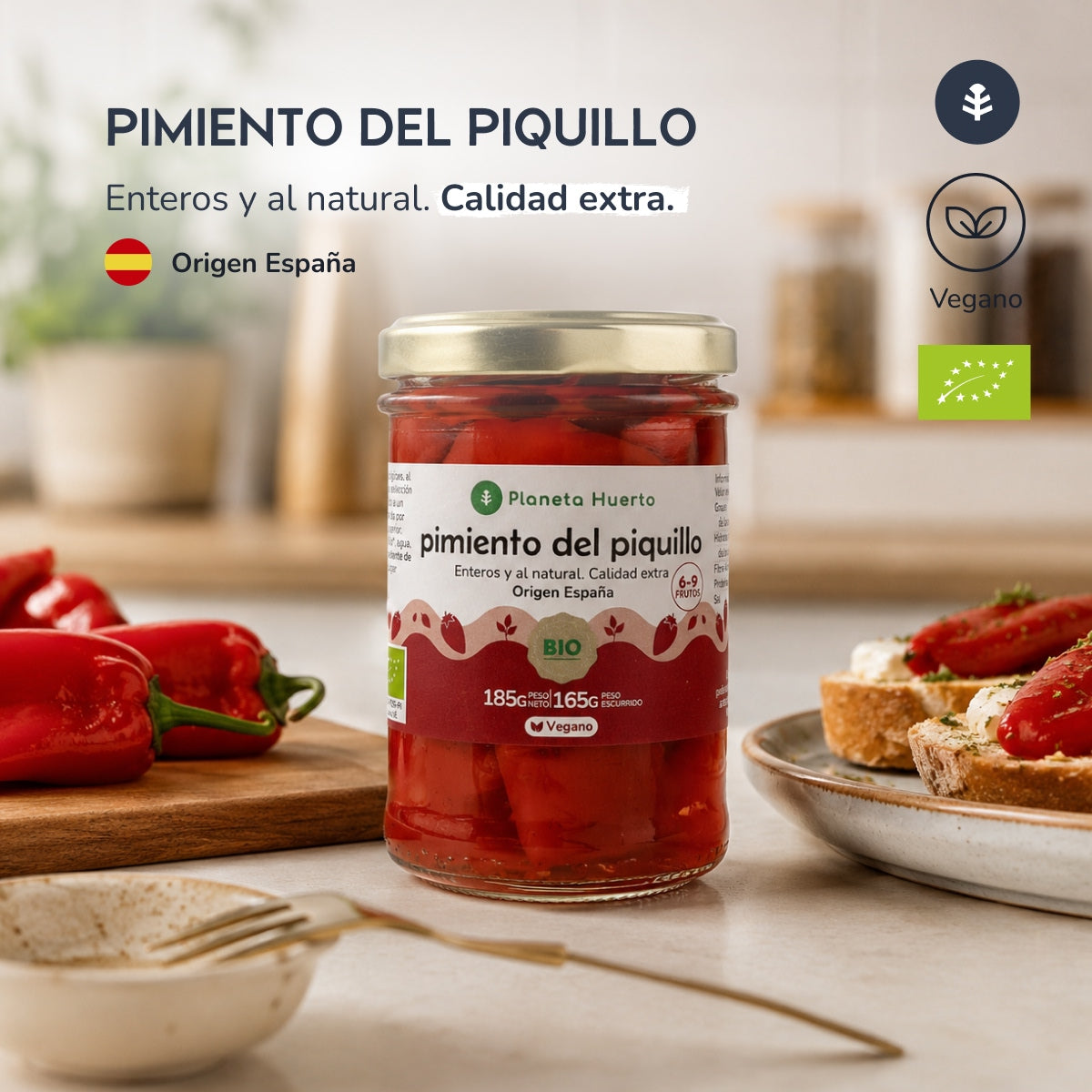 Hele piquillo-paprika ECO Planeta Huerto 185 g