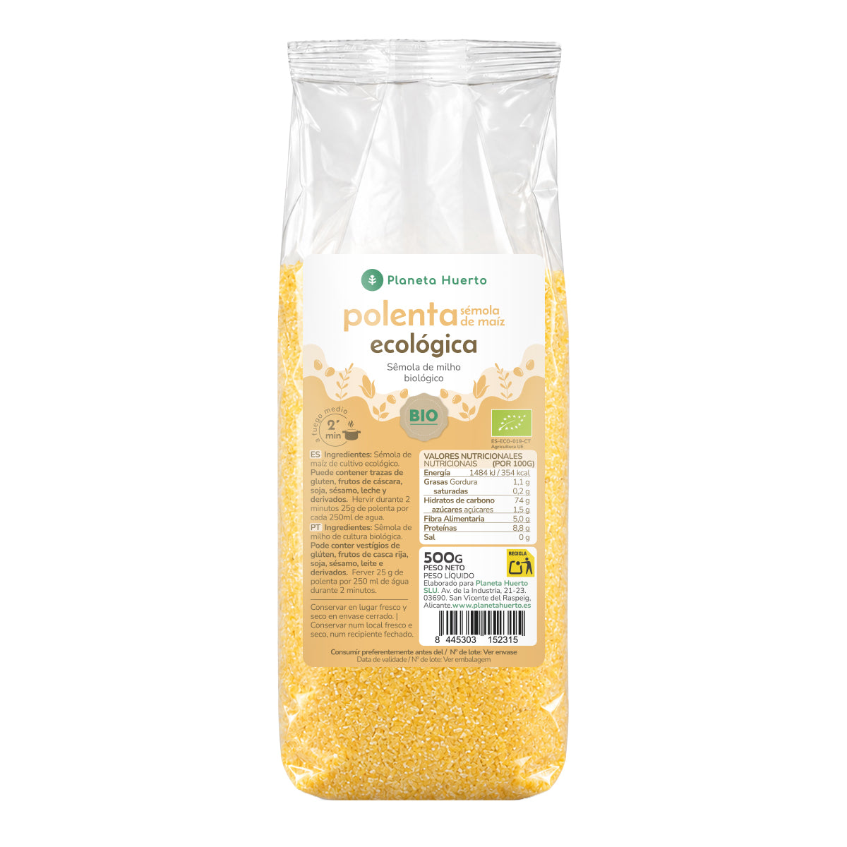Instant polenta maïsgriesmeel ECO Planeta Huerto 500 g