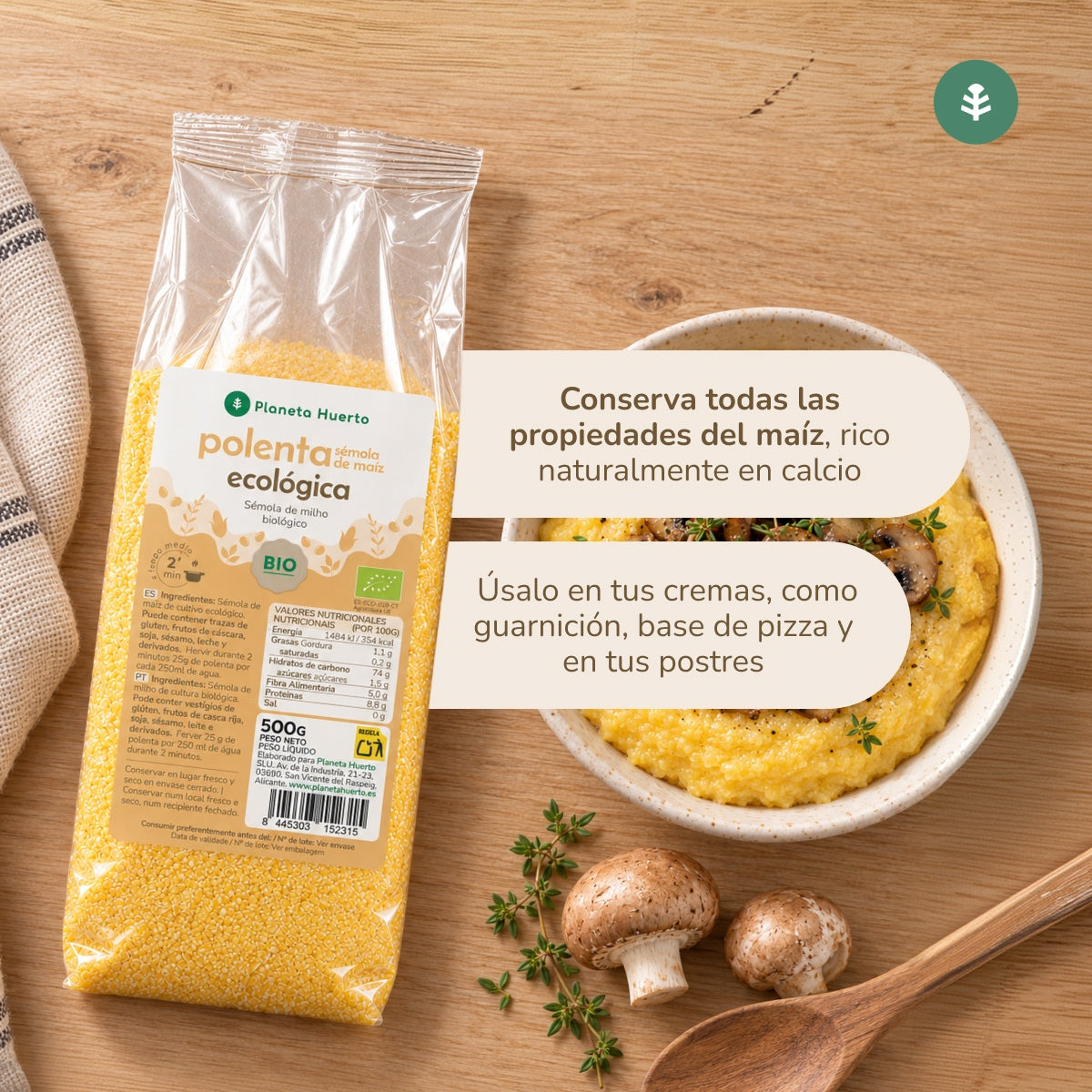 Instant polenta maïsgriesmeel ECO Planeta Huerto 500 g