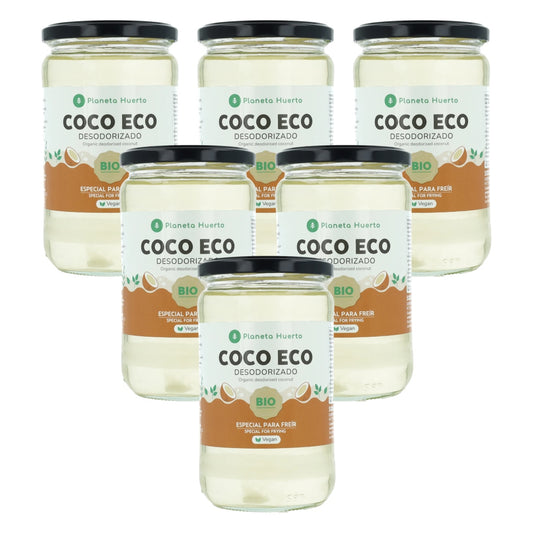 Pakket van 6x ECO Planeta Huerto ontgeurde kokosolie 500 ml