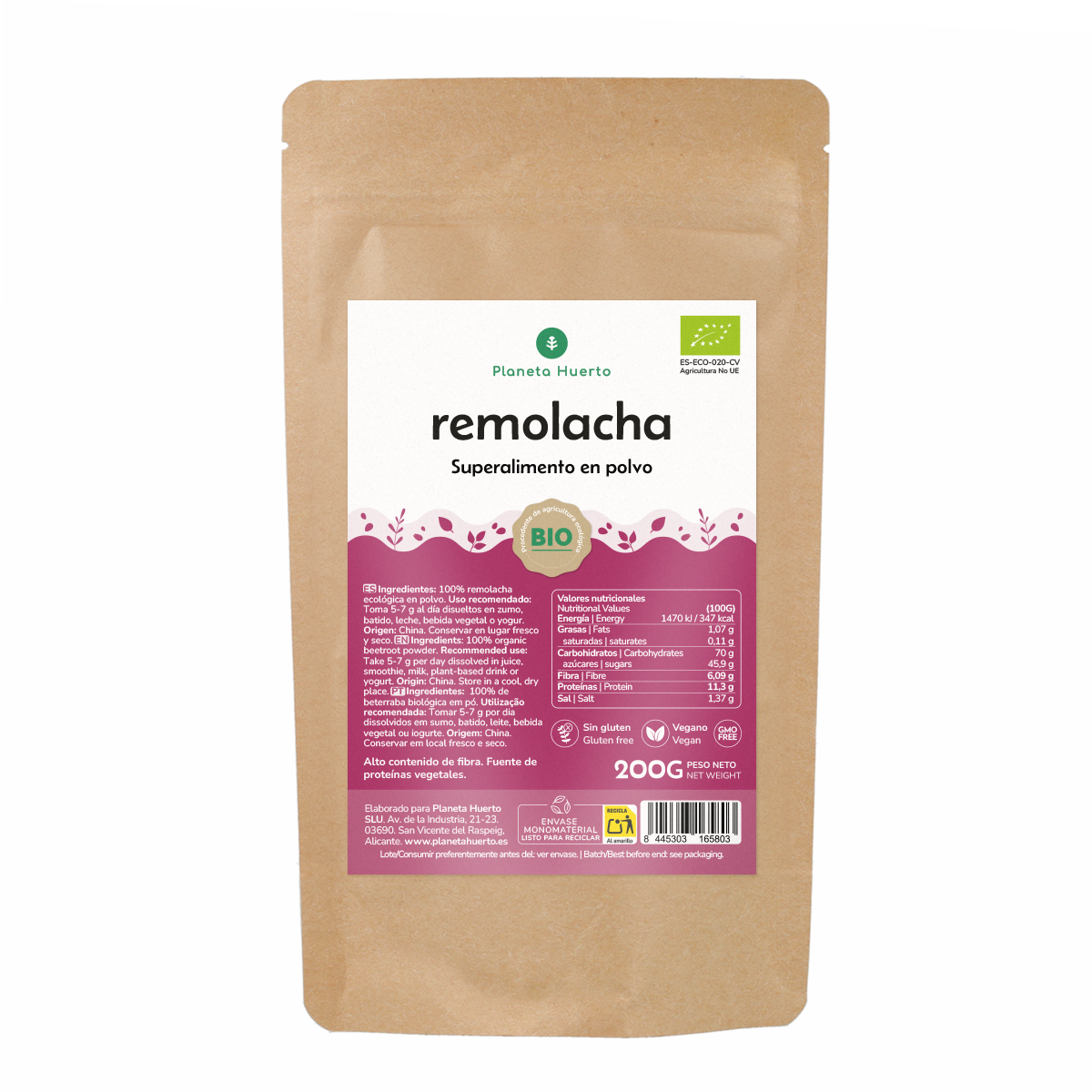 Rode bietenpoeder Eco Planeta Huerto 200 g