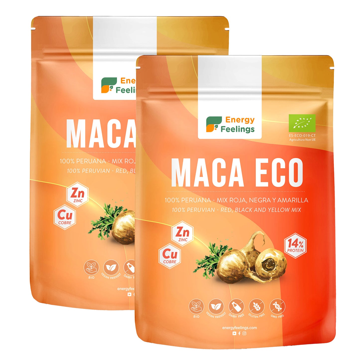 Pakket 2x Maca BIO in poedervorm Energy Feelings 1 kg
