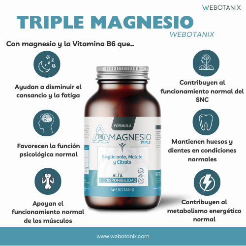 Triple Magnesium (Bisglycinaat, malaat en citraat) Vegan Formula, WeBotanix, 120 capsules
