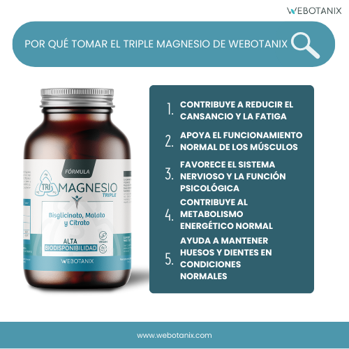 Triple Magnesium (Bisglycinaat, malaat en citraat) Vegan Formula, WeBotanix, 120 capsules