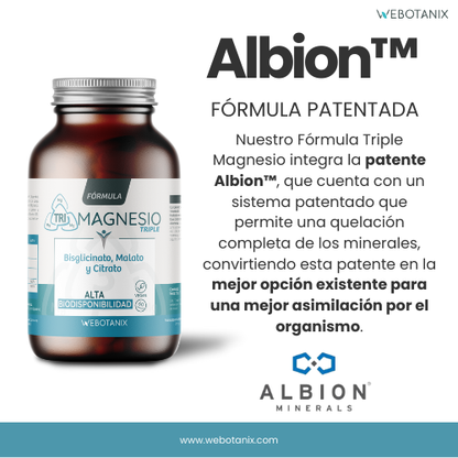 Triple Magnesium (Bisglycinaat, malaat en citraat) Vegan Formula, WeBotanix, 120 capsules