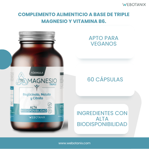Triple Magnesium (Bisglycinaat, malaat en citraat) Vegan Formula, WeBotanix, 120 capsules