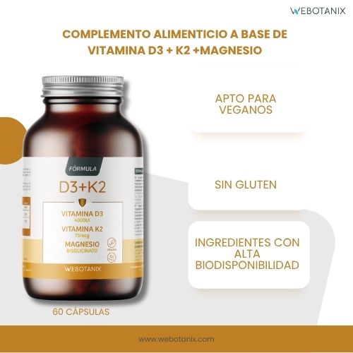 Vitamine D3 4000 IE + K2 + Magnesium Veganistische formule, WeBotanix