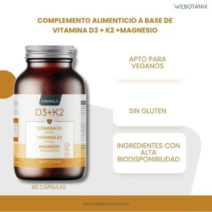 Vitamine D3 4000 IE + K2 + Magnesium Veganistische formule, WeBotanix